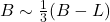 B \sim \frac{1}{3}(B-L)