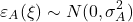 \begin{equation*}\varepsilon_A(\xi) \sim N(0,\sigma_A^2)\end{equation*}