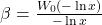 \beta = \frac{W_{0}(-\ln x)}{- \ln x}