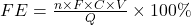 FE = \frac{n \times F \times C \times V}{Q} \times 100\%