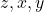 z, x, y