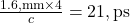 \frac{1.6 , \text{mm} \times 4}{c} = 21 , \text{ps}