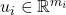 u_i \in \mathbb{R}^{m_i}