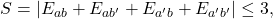 \begin{equation*} S=|E_{ab}+E_{ab'}+E_{a'b}+E_{a'b'}|\leq3,\end{equation*}