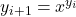 y_{i+1} = x ^ {y_i}
