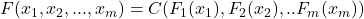 F(x_1,x_2,...,x_m) = C(F_1(x_1),F_2(x_2),..F_m(x_m))