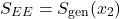 \begin{equation*}S_{EE} = S_{\text{gen}}(x_2)\end{equation*}