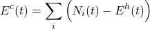 \begin{equation*}E^c(t) = \sum_i \left( N_i(t) - E^h(t) \right)\end{equation*}