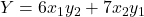 Y=6x_1 y_2+7x_2 y_1