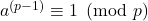 a^{(p-1)} \equiv 1 \pmod p