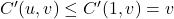 C'(u,v) \leq C'(1,v) = v