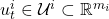 u^i_t \in \mathcal{U}^i \subset \mathbb{R}^{m_i}