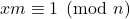 xm \equiv 1 \pmod n