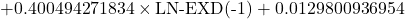 \[+ 0.400494271834 \times \text{LN-EXD(-1)} + 0.0129800936954\]