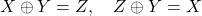 \[X \oplus Y = Z, \quad Z \oplus Y = X\]