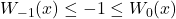 W_{-1}(x) \leq -1 \leq W_0(x)