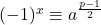 (-1)^{x} \equiv a^{\frac{p-1}{2}}