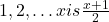 1,2, \ldots x is \frac{x+1}{2}