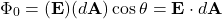 \begin{equation*}\Phi_0 = (\mathbf{E})(d\mathbf{A})\cos\theta = \mathbf{E} \cdot d\mathbf{A}\end{equation*}