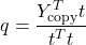 \[q = \frac{Y_{\text{copy}}^T t}{t^T t}\]