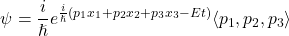 \begin{equation*}\psi = \frac{i}{\hslash} e^{\frac{i}{\hslash}(p_1 x_1 + p_2 x_2 + p_3 x_3 - Et)} \langle p_1, p_2, p_3 \rangle\end{equation*}