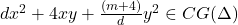 dx^2+4xy+\frac{(m+4)}{d} y^2\in CG(\Delta)