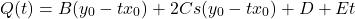 \[Q(t) = B(y_0 - tx_0) + 2Cs(y_0 - tx_0) + D + Et\]