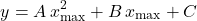 \[y = A \, x_{\max}^{2} + B \, x_{\max} + C\]