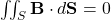 \iint_{S} \mathbf{B} \cdot d\mathbf{S} = 0