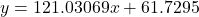 y=121.03069x+61.7295