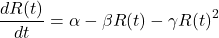 \[\frac{dR(t)}{dt} = \alpha - \beta R(t) - \gamma R(t)^2\]