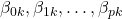 \beta_{0k}, \beta_{1k}, \dots, \beta_{pk}