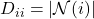 D_{ii} = |\mathcal{N}(i)|