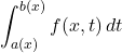 \begin{equation*}\int_{a(x)}^{b(x)} f(x, t) \, dt\end{equation*}