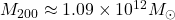 M_{200} \approx 1.09 \times {10}^{12} M_{\odot}