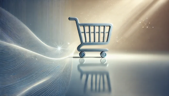 DALL·E 2025-02-27 21.11.49 - A minimalistic, high-definition landscape image representing consumer psychology and repeated buying behavior. The image features a shopping cart on a