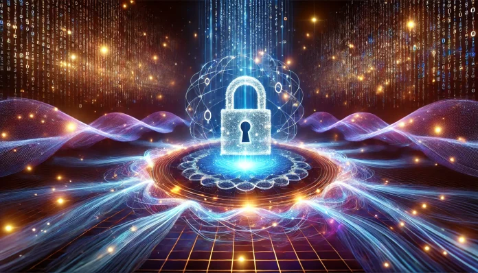 DALL·E 2025-03-08 16.34.22 - A high-definition conceptual illustration of quantum cryptography. The image features an abstract representation of quantum encryption with glowing qu