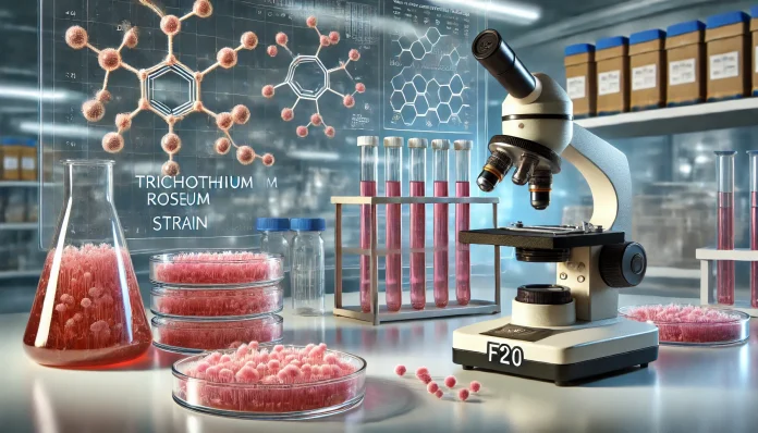 DALL·E 2025-03-08 22.54.24 - A high-definition scientific illustration of Trichothecium roseum F20 strain in a laboratory setting. The image showcases petri dishes with fungal cul
